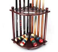 GSE Billiards Pool Stick Holder Only, Corner-Style Floor Stand Billiard Pool Cue Racks with Score Counters, Wood Billiard Cue Sticks Holds 8 Pool Cue