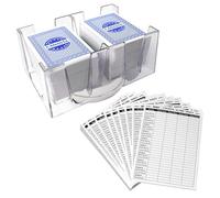GSE Canasta Playing Cards Game Set, Includes 6 Decks of Blue Canasta Cards with Point Values, a Revolving Playing Card Tray Holder, and 100 Sheets of Canasta Score Pads