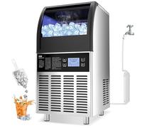 GSE Ice Maker Machine, 68KG/24H, 30kg Ice Storage, Stainless Steel Ice Cube Maker with Digital Control Refrigeration, Self-Cleaning Ice Making Machine for Bar/Kitchen/Office/Home
