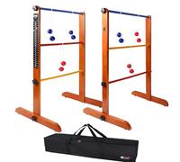 GSE Ladder Ball Toss Game Set with 6 Golf Bolas & Carrying Case, Solid Wood