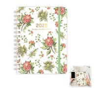 Gsedaox Diary 2025 - A5 Diary Week,Protea, To View Full Year Planner,Weekly & Monthly Planner,Strong Twin-Wire Binding,Hard Cover,tie, Built-in Pocket