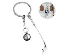 Gsedaox Sporting Golf Club and Ball Silver Metal Keyring Keychain, Metal Golf Clubs Keyring, for birthdays, holidays, or special occasions for the golfer in your life