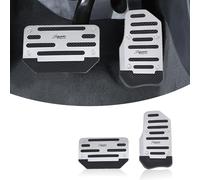 Gseigvee 2 PCS Car Brake Pedal, Non-Slip Accelerator Pedal Kit, Aluminum Alloy Pedal Replacement, Vehicle Interior Decoration, Foot Pedal Protection Parts, Universal for Most Cars, Trucks (Silver)