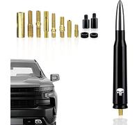 Gseigvee Pack-1 Car Bullet Antenna, 5.4" Skull Antenna Pole for GM Chevy Silverado 1500 2500 3500 HD Avalanche GMC Sierra 1500 2500 3500 Denali Heavy Duty Pickup Trucks Accessories (Silver)