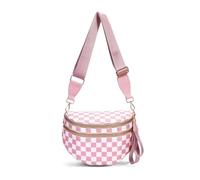 GSenhui Checkered Cross Body Bag Women- Nylon Crossbody Bum Bags Black and White Checkerboard Fanny Pack Handbags Sling Bag