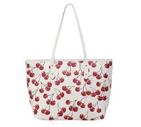 GSenhui Tote Bags for Women PU Leather Cute Cherry Tote Bag Small Handbag, White