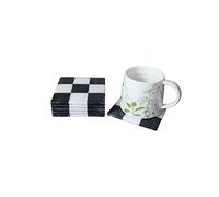 GSG Marble Tea Coasters in Square Check Shape Set of 6 Beautiful Tea Coasters Great For Home Decor (Black and White)