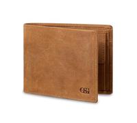 GSG Mens Wallets Genuine Leather Vintage Wallets with Coin Pocket, 15 Card Slots Classic Wallet Ligth Brown