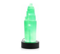 GSG Selenite Mountain Healing Crystals Stones Lamp - USB LED Colour Changing Selenite Lamp in 3 Sizes - 15 cm Metaphysical Selenite Stone Crystal Tower, Suitable for Cleaning, Home Decoration