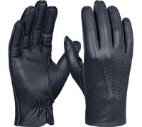 GSG SINCE 1998 Men’s Leather Gloves Chrome-Free Sheepskin Touchscreen Warm Wool Lined Winter Driving Gloves Navy Blue X-Large
