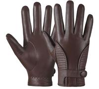 GSG SINCE 1998 Men’s Sheepskin Leather Gloves Chrome-Free Touchscreen Winter Driving Gloves with Cashmere Lining Brown Large