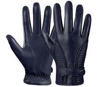 GSG SINCE 1998 Men’s Sheepskin Leather Gloves Chrome-Free Touchscreen Winter Driving Gloves with Cashmere Lining Navy Blue X-Large