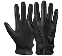 GSG SINCE 1998 Men’s Sheepskin Leather Gloves Chrome-Free Touchscreen Winter Driving Gloves with Cashmere Lining Black Large