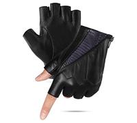 GSG SINCE 1998 Mens Fingerless Driving Unlined Leather GlovesBlack-purple Medium