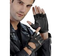GSG SINCE 1998 Men's Fingerless Leather Gloves for Driving Black Small
