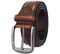 GSG SINCE 1998 Mens Leather Belts Double Stitched Belts for Jeans, Suits, Work, Uniform with Single Prong Buckle Dark Brown 34-38 inch