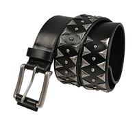 GSG SINCE 1998 Women's Men's Genuine Italian Cowhide Leather Belts Studded Punk Rock Rivets Belt With Buckle Black Large, 32-36 inch