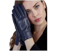 GSG Womens Genuine Leather Gloves Winter Touchscreen Fleece Lined Gloves Navy Blue Large