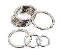 GSGC 20pcs Stainless Steel Key Rings 15/20/25/28/30/32/35/40/50mm Round Flat Line Split Rings Keyring For Making Keychain DIY (Size : 50mm-20pcs)