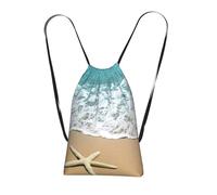GSGCSBYMLG 3D Beautiful Starfish on Beach Sand printed Storage bag with a drawstring backpack Drawstring strap pack