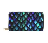 GSGCSBYMLG 3D Magical Dragon Scales Pattern Printed Leather Wallet Large Travel Wallet Men Women Zip Clutch Card Holder