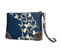 GSGCSBYMLG 3D Metalic Butterfly Printed Leather Clutch Makeup Bag Travel Toiletry Bag