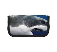 GSGCSBYMLG 3D Shark Fish Printed Canvas Pen Case Portable Stationery Case Storage Pouch