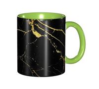 GSGCSBYMLG 3D Stylish Gold Marbling Texture Printed Mug Double Colored Mug Ceramic Mug