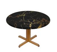 GSGCSBYMLG 3D Stylish Gold Marbling Texture printed Oxford fabric round tablecloth Fitted Tablecloth