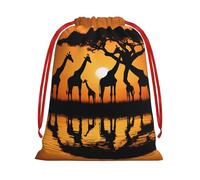 GSGCSBYMLG Africa Giraffe Majestic Tree printed Drawstring Gift Bag Candy Bag Party Gift Bag