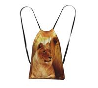 GSGCSBYMLG African Lion and Lioness printed Storage bag with a drawstring backpack Drawstring strap pack