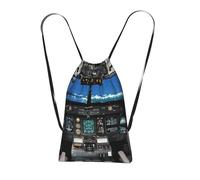 GSGCSBYMLG Airplane Cockpit printed Storage bag with a drawstring backpack Drawstring strap pack