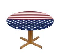 GSGCSBYMLG American Flag Stars Stripes printed Oxford fabric round tablecloth Fitted Tablecloth