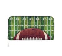 GSGCSBYMLG American Football Field and Ball Printed Leather Hand Wallet Men Women Zip Clutch Card Holder