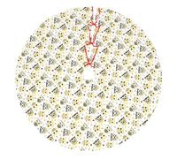 GSGCSBYMLG Animal Cartoon Owls Cute printed Christmas decoration tree skirt Christmas Tree Thickened Apron