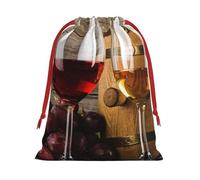 GSGCSBYMLG Art Red Wine Galsses & Grapes printed Drawstring Gift Bag Candy Bag Festive Party Gift Bag