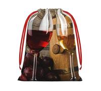 GSGCSBYMLG Art Red Wine Galsses & Grapes printed Drawstring Gift Bag Candy Bag Party Gift Bag