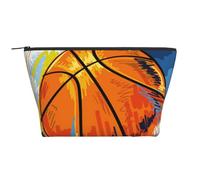 GSGCSBYMLG Basketball Colorful Sketch Enjoyment Printed Daily Storage Bag Travel Organizer Bag with Zipper Portable Toiletry Bag