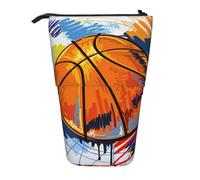 GSGCSBYMLG Basketball Colorful Sketch Enjoyment Printed Pencil Telescopic Vertical Pencil Case