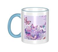 GSGCSBYMLG Beautiful Purple Butterfly Art Printed Mug Ceramic Mug Decorative Cup