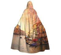 GSGCSBYMLG Beautiful Venice Canal View printed Adult Hooded Cloak Unisex Adult Long Cape Robe