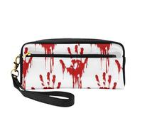 GSGCSBYMLG Bloody Handprints Printed Pencil Case Small Makeup Bag Travel Toiletry Bag