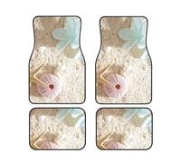 GSGCSBYMLG Blue Zen Flower with Starfishes on Beach printed Car Floor Mat Set of Four Car Decorative Floor Mats