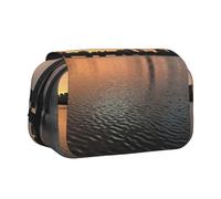 GSGCSBYMLG Boston Charles River City Skyline Sunset Printed Double Clamshell Pen Case Portable Stationery Case