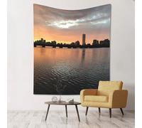 GSGCSBYMLG Boston Charles River City Skyline Sunset printed tapestry 60x51in Wall Hanging Aesthetic Tapestry