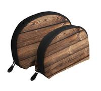 GSGCSBYMLG Brown Wooden Printed Portable Bags Clutch Pouch Shell Storage Bag