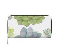 GSGCSBYMLG Cactus Succulents Printed Leather Hand Wallet Men Women Zip Clutch Card Holder