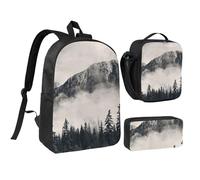 GSGCSBYMLG Canadian Smokey Mountain Cliff Printed 17in School Bag Pen Bag Lunch Bag Set