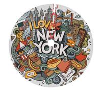 GSGCSBYMLG Cartoon Cute New York American Theme Art printed Christmas decoration tree skirt Christmas Tree Thickened Apron