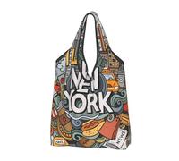 GSGCSBYMLG Cartoon Cute New York American Theme Art Printed Portable Shopping Bag Foldable Storage Bag